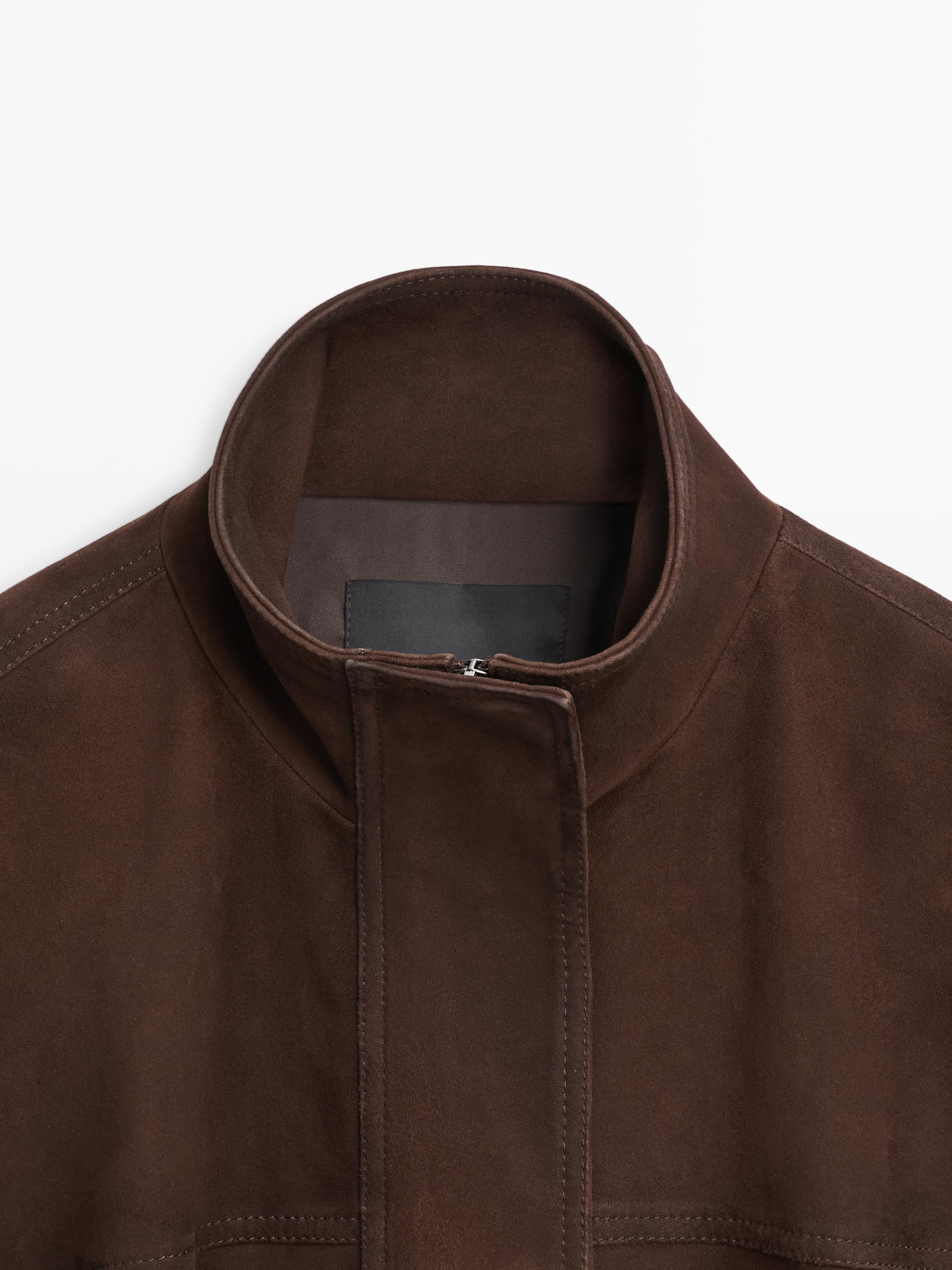 Suede leather bomber jacket